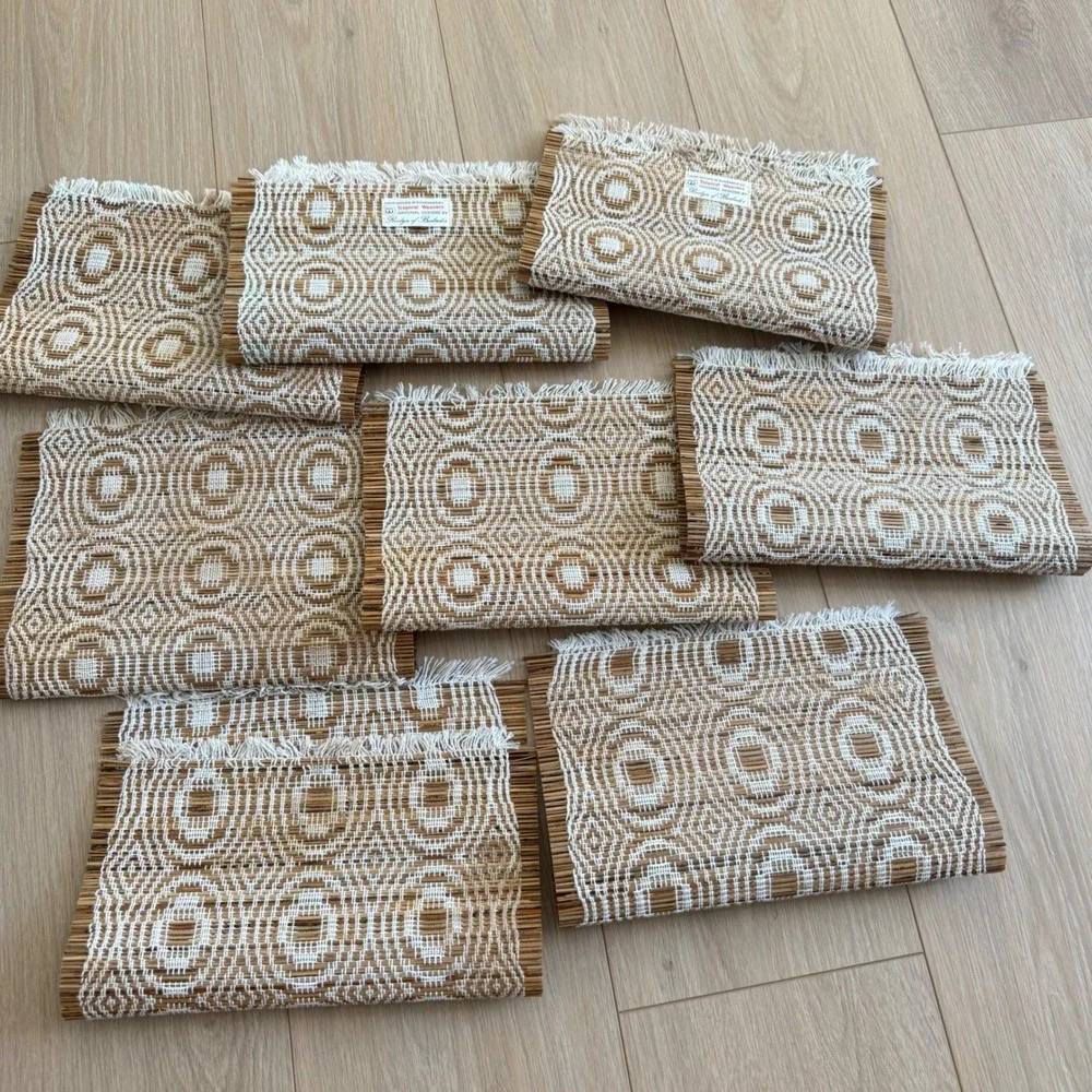 Vintage Tropical Weavers Barbados Hand Woven Placemats Set of 8 Roslyn Designs